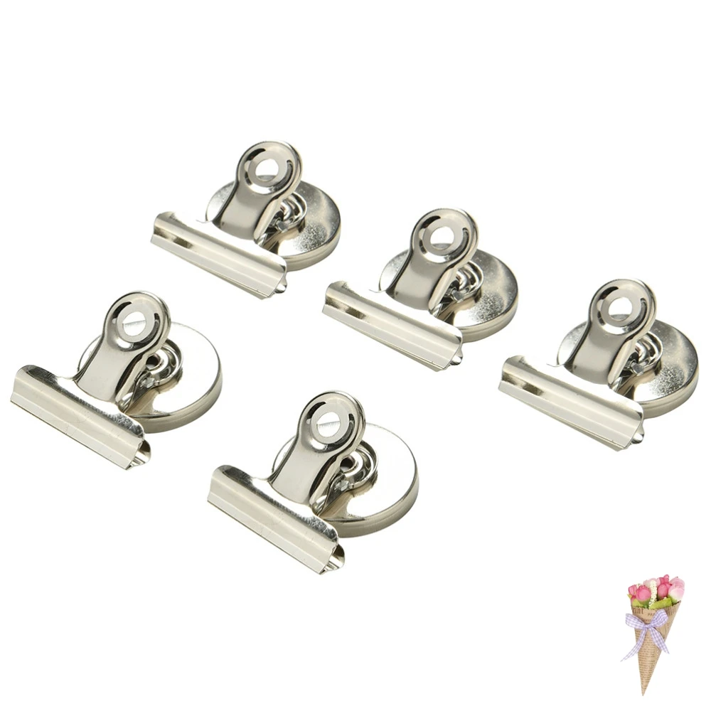 

Magnetic Clip Magnet Memo Note Message Holder Silver Metal Clamp Multifunctional Paper white board Creative 5pcs
