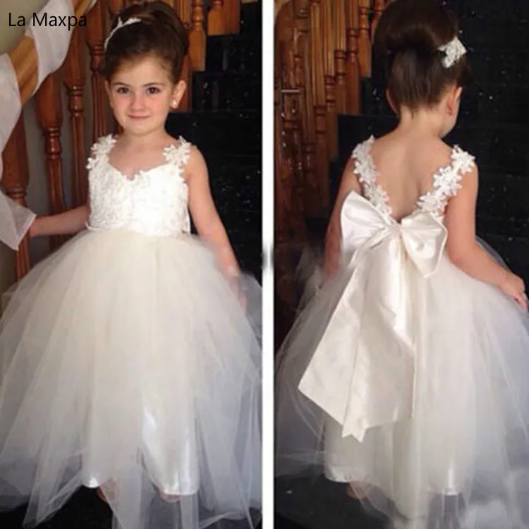 

Children White Tutu Princess Dress Sleeveless Baby Birthday Gifts Dance Party Graduation Ceremony Dresses Girls Mesh Bow Dress
