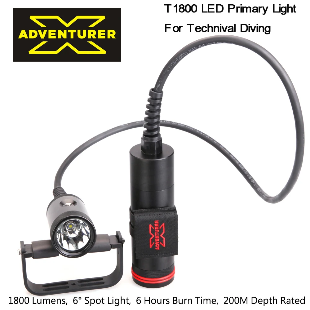 

Nite Scuba Technical Dive Spotlight T1800 LED Primary Tech focus Light for cave diving 90degree wide beam Underwater accessories