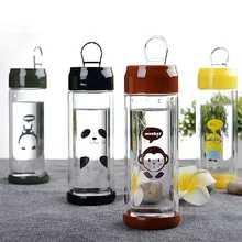 YiHAO 300 мл Высокое качество Горячая S стиль стеклянная бутылка Мультяшные банки двойное стекло es прозрачные креативные силиконовые чашки с высокой полкой