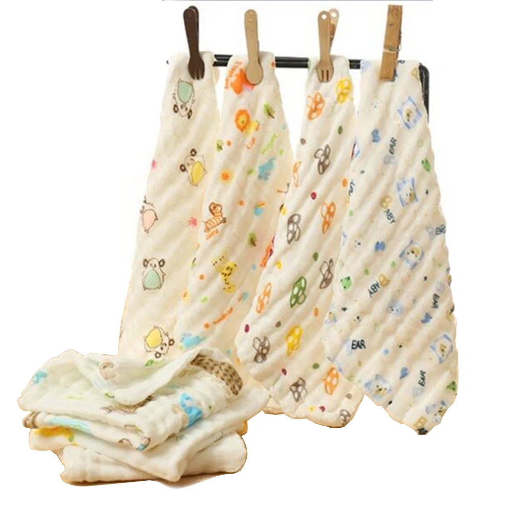 

10pcs/set Soft Bibs Cotton Double Gauze Checkered Towel Baby Daily Dedicated Feeding Face Bright Colors Small Square Wash