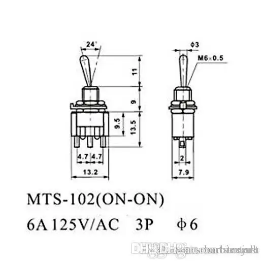 10 шт./лот синий мини MTS-102 3-контактный SPDT ON-ON 6A 125VAC миниатюрные тумблеры MTS-103 3-контактный ВКЛ-ВЫКЛ-на