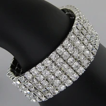 12 прядей 1,9"(50 мм) 5 ряд стрейч горный хрусталь браслеты Эластичный браслет для девушки подарок на день Святого Валентина Свадебные украшения Декор