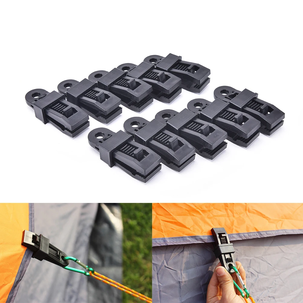 10Pcs Awning Tarp Clamp Set Clips Hangers Survival Tent Emergency Grommet