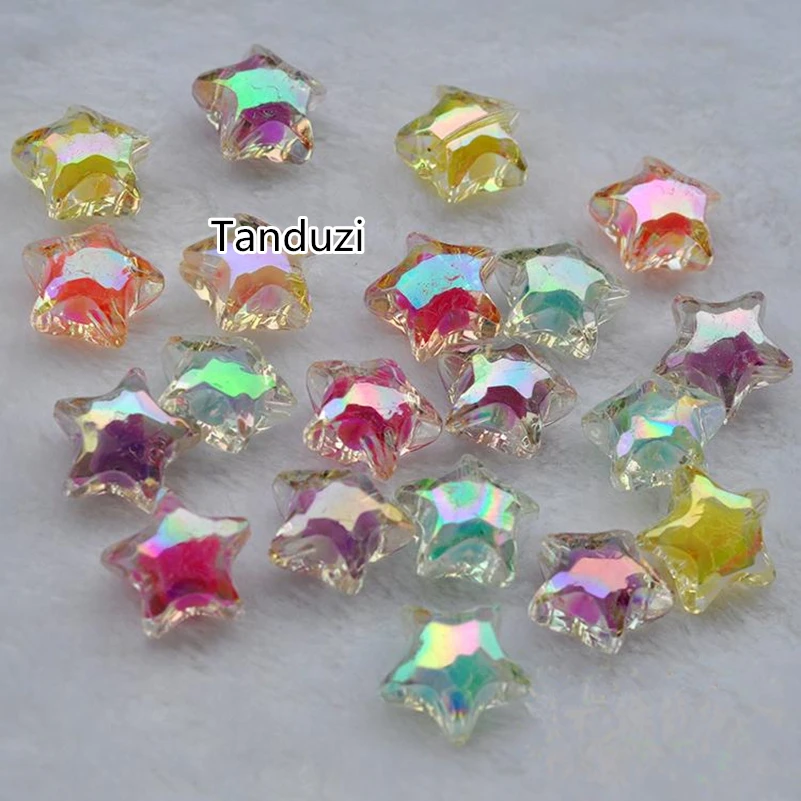 Tanduzi 50PCS Cute Acrylic Star Beads DIY Acrylic Bead For Jewelry