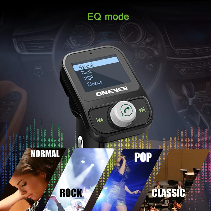 ONEVER USB Car Kit Bluetooth MP3 плееры Зарядное устройство с 3.1a смарт ic громкой связи