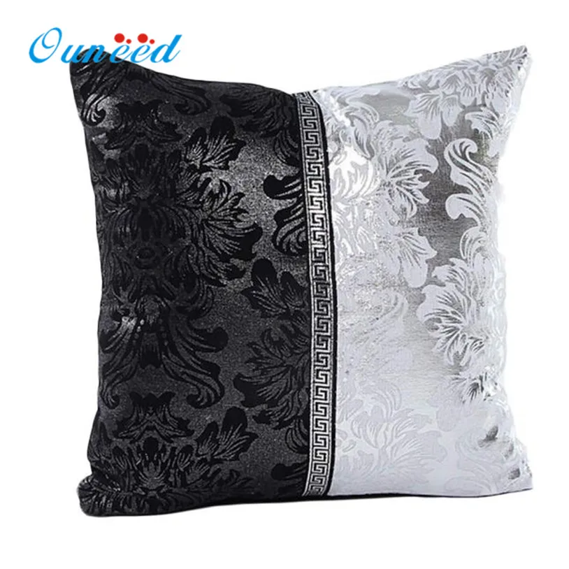 

Ouneed Vintage Black Silver Throw Pillow Case Cushion Cover Sofa Home Car Decor almofada funda cojin IT6601