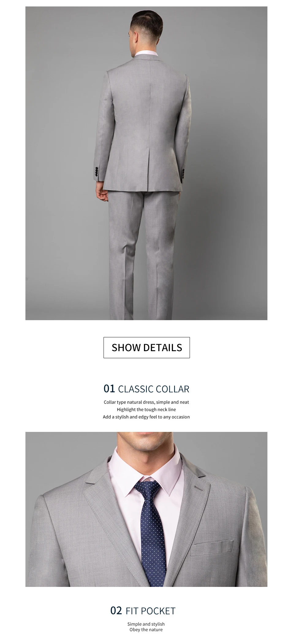 Мужской костюм из 2 предметов, классический однобортный Блейзер с пуговицами и брюками