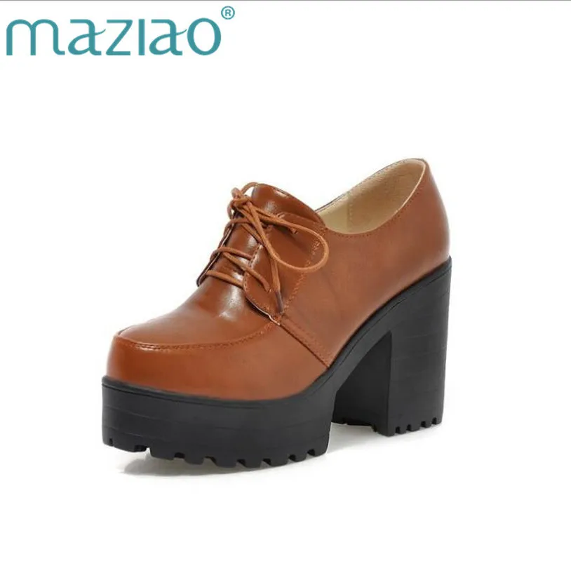 

MAZIAO Hot 2018 Spring Autumn Punk Women Ankle Boots Euro Style Platforms Square High Heels Fashion Motorcycle Boots Shoes Woman