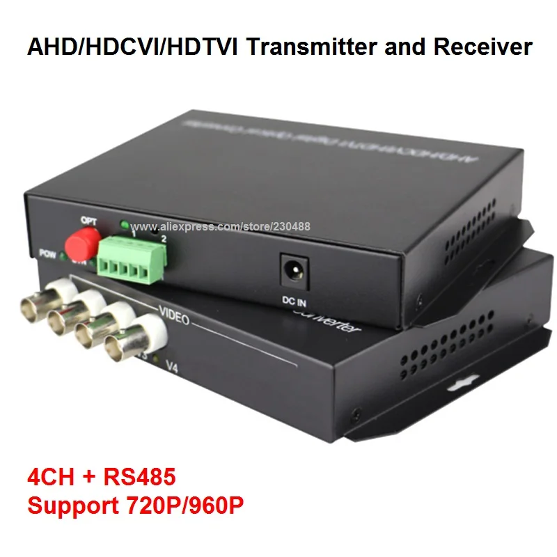 4-канальный преобразователь 720P/960P HD CVI/AHD/TVI оптоволоконный в цифровой