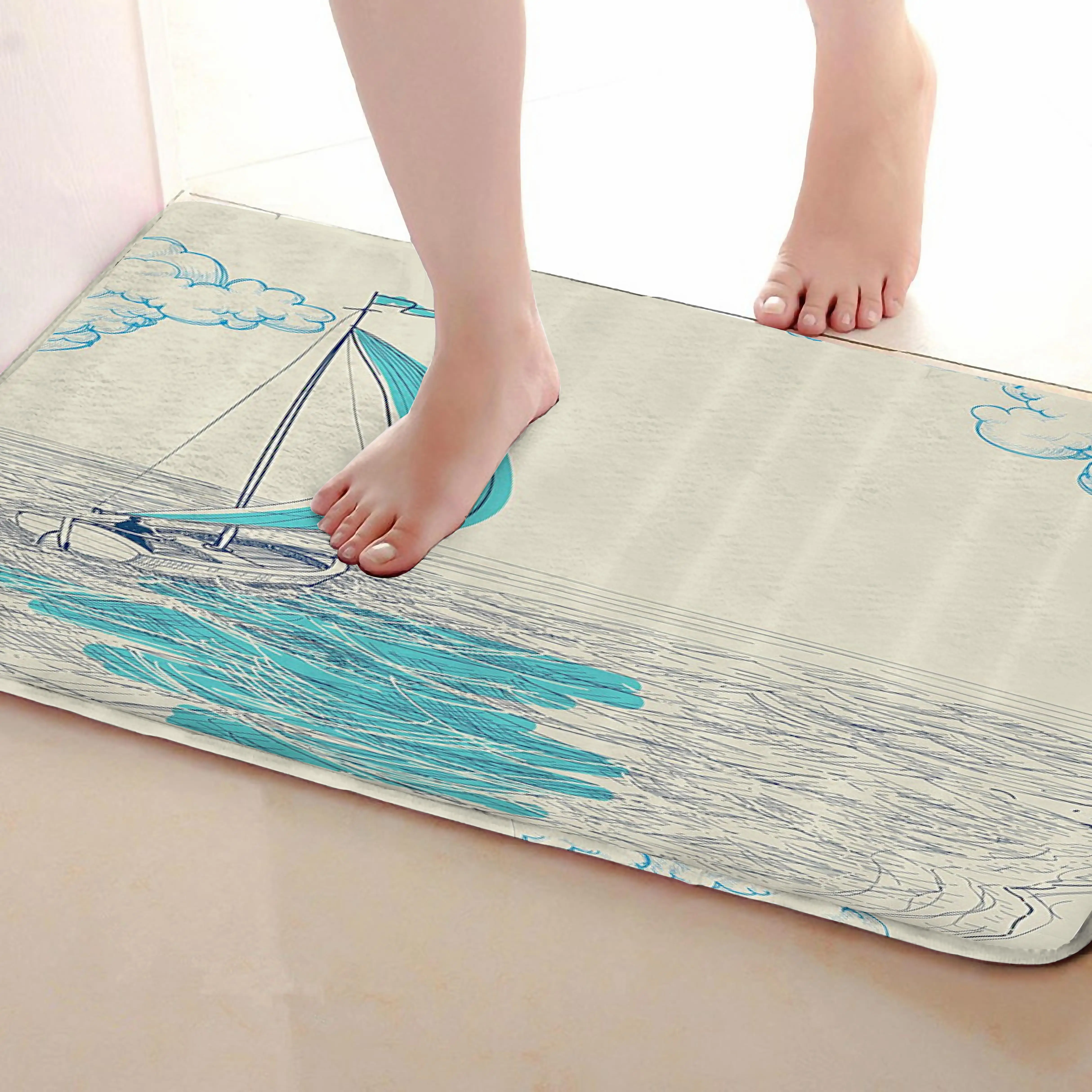 Стиль лодки коврик для ванной комнаты, смешной Противоскользящий коврик для ванной, занавески для душа аксессуары, соответствующие вашей душевой занавеске