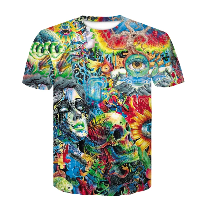 

Devin Du 2019 New color skull 3D printed T-shirt fashion shirt round neck short sleeve T-shirt for men and women