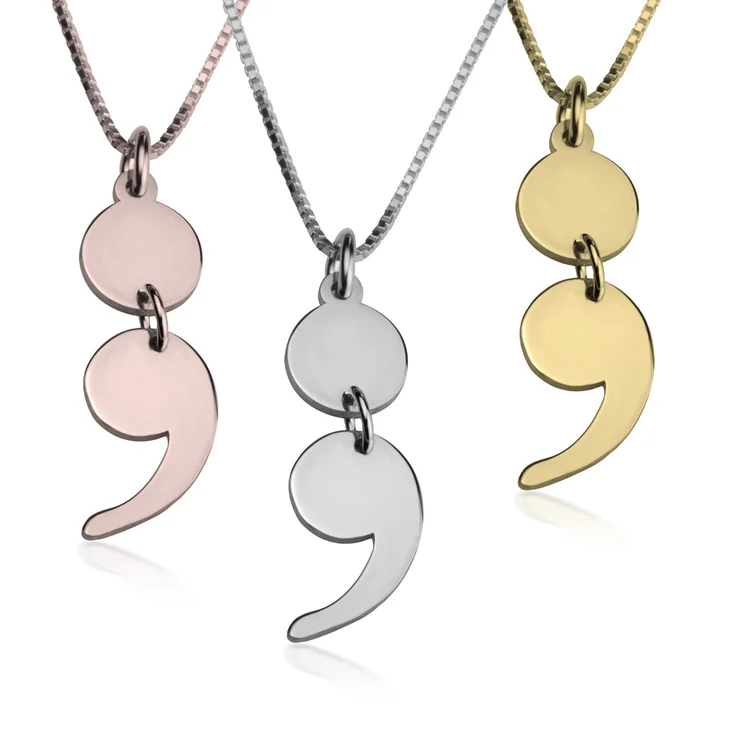

2018 Creativity Women Stainless Steel Jewelry Semicolon Charm Necklace Aliexpress Top-selling Accept Drop Shipping YP3924