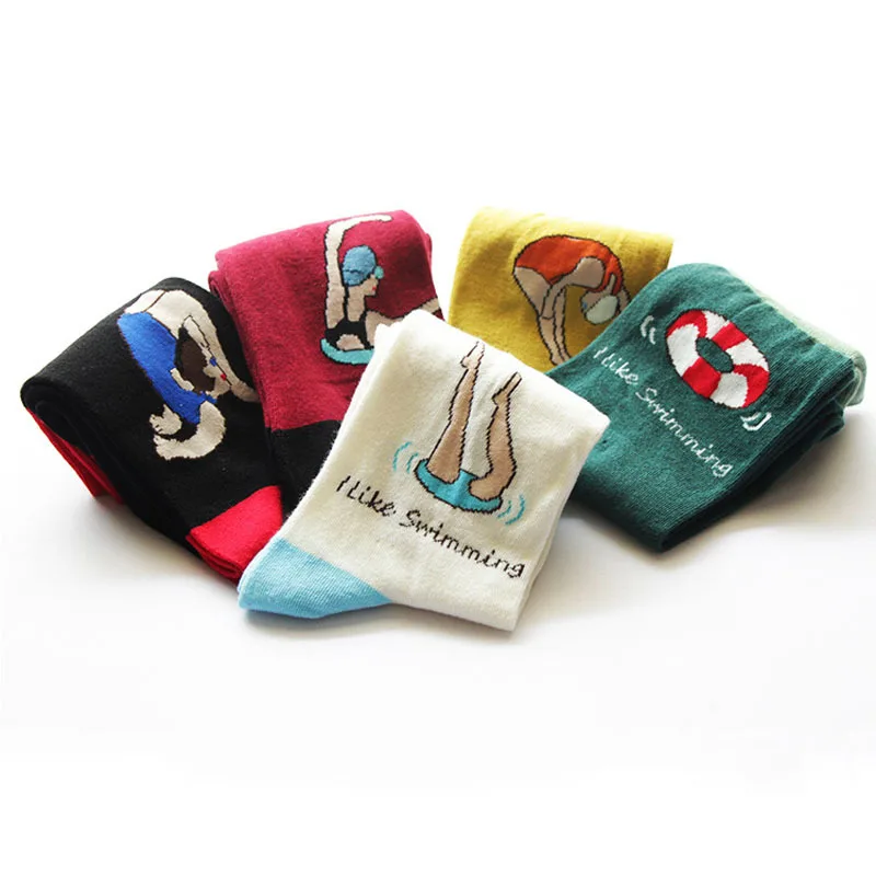 

New Fashion Women Cartoon Long Socks Japanese Novelty Funny Girl Patterned Sock Hiphop Colorful Cotton Cool Socks