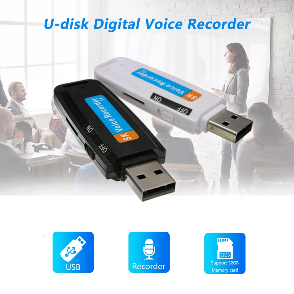 

New Mini Digital Voice Recorder U-Disk Digital Audio Voice Recorder Pen charger USB Flash Drive Support 32GB Micro SD TF Card