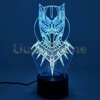 

Black Panther 3D Visual Illusion LED Avangers Infinity War Night lights Usb Led Lamp Black Panther For Christmas Gift