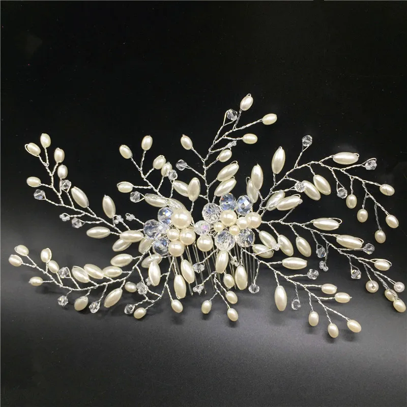 Wedding-Hair-Comb-Accessories-Bridal-Luxury-Charms-Pearl-Jewelry-Handmade-Clear-Crystals-Beads-Bridal-Wedding-Tiara