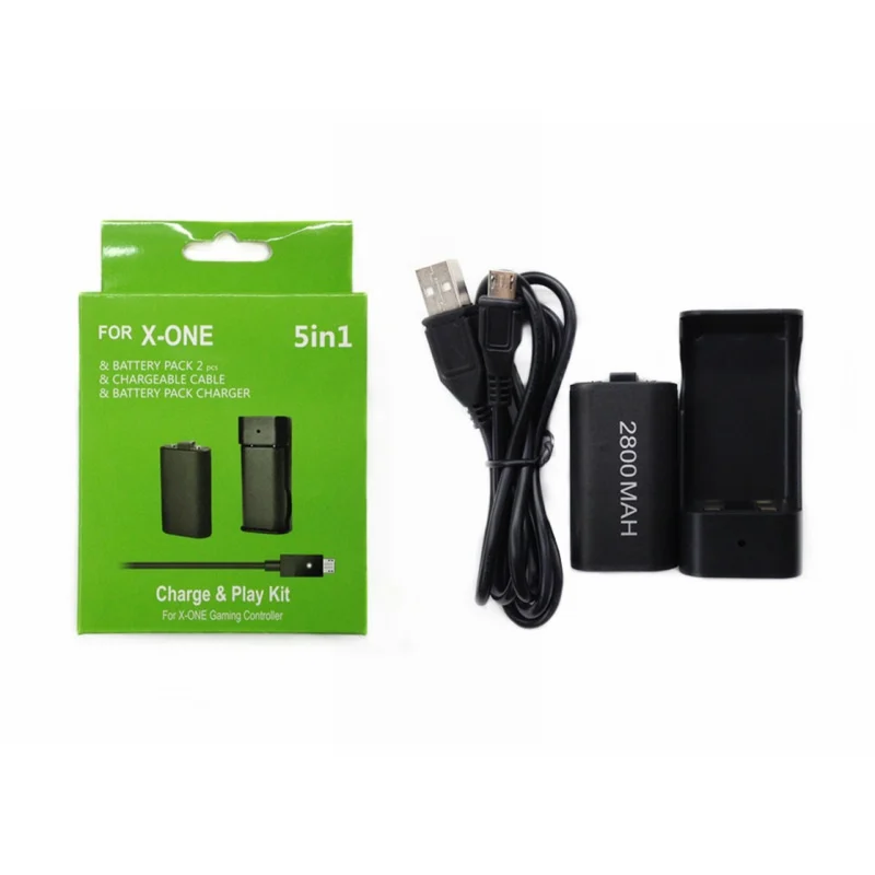 2 x 2800mAh Rechargeable Batteries Pack + Charging Battery Station Dock + USB Charger Cable for