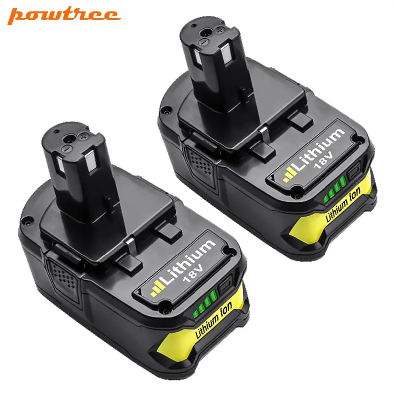 Powtree 18 в 4000 мАч для Ryobi Li-Ion P108 P 108 аккумуляторная батарея для Ryobi батарея RB18L40 P2000 P310 для BIW180 L30 - Цвет: 2 pack