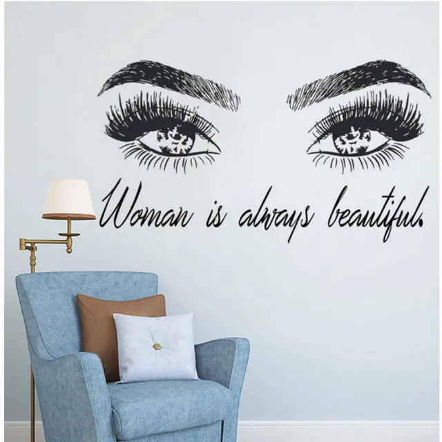 Beautiful Women Eye Brows Wall Stickers Art Home Decor Self adhesive