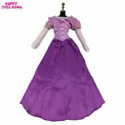 Ручной работы подобные платье Рапунцель сказочной принцессы Рапунцель Костюм Фиолетовый одежда с длинными рукавами для 17 "Кукла