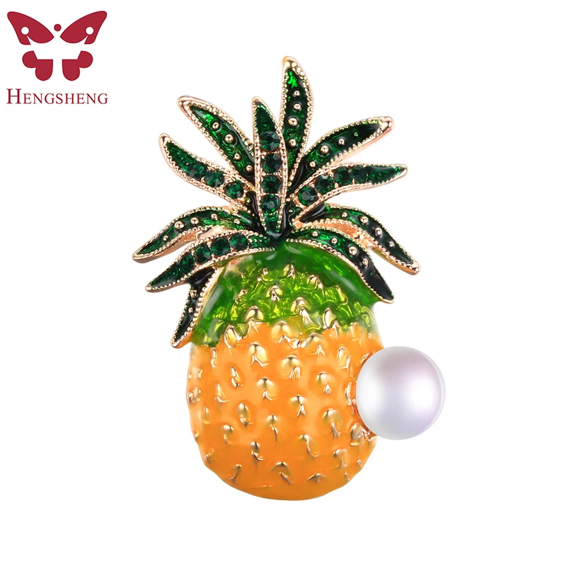 

HENGSHENG Freshwater Pearl Brooch,Pineapple Shape Zircon Women Brooch,Silver/Gold/Rose-Gold,Fashion Jewelry,Gift Box Top Quality