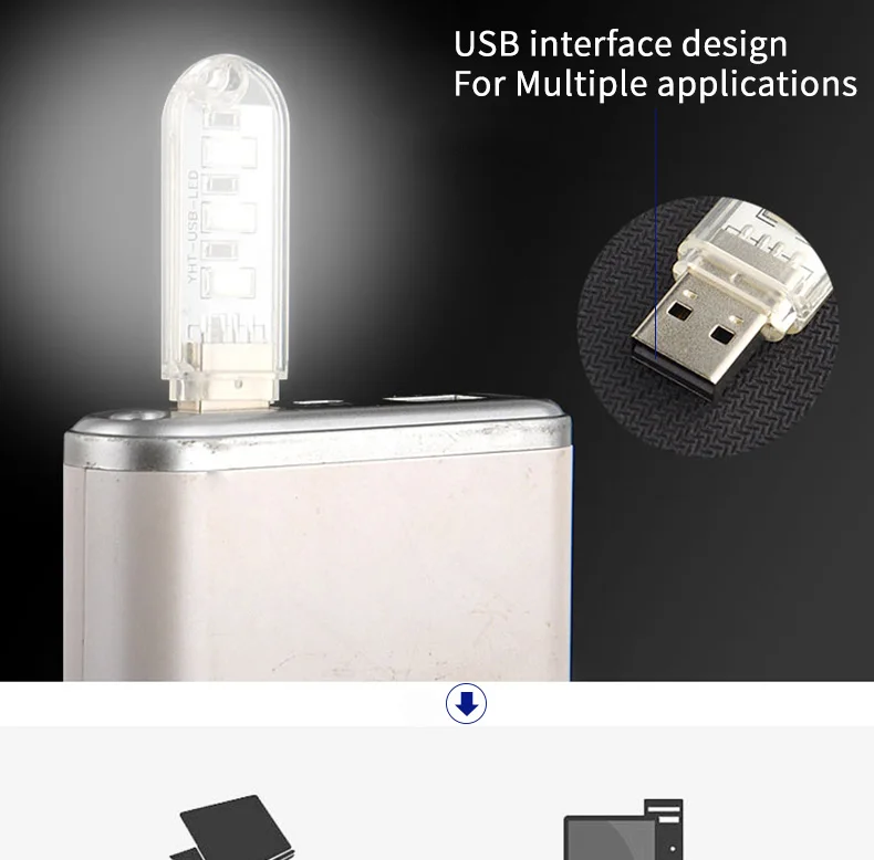 Mini-Usb светодиодный фонарик 3 светодиодный 8 светодиодный свет работы портативный светодиодный фонарь лампа белый теплый белый свет для