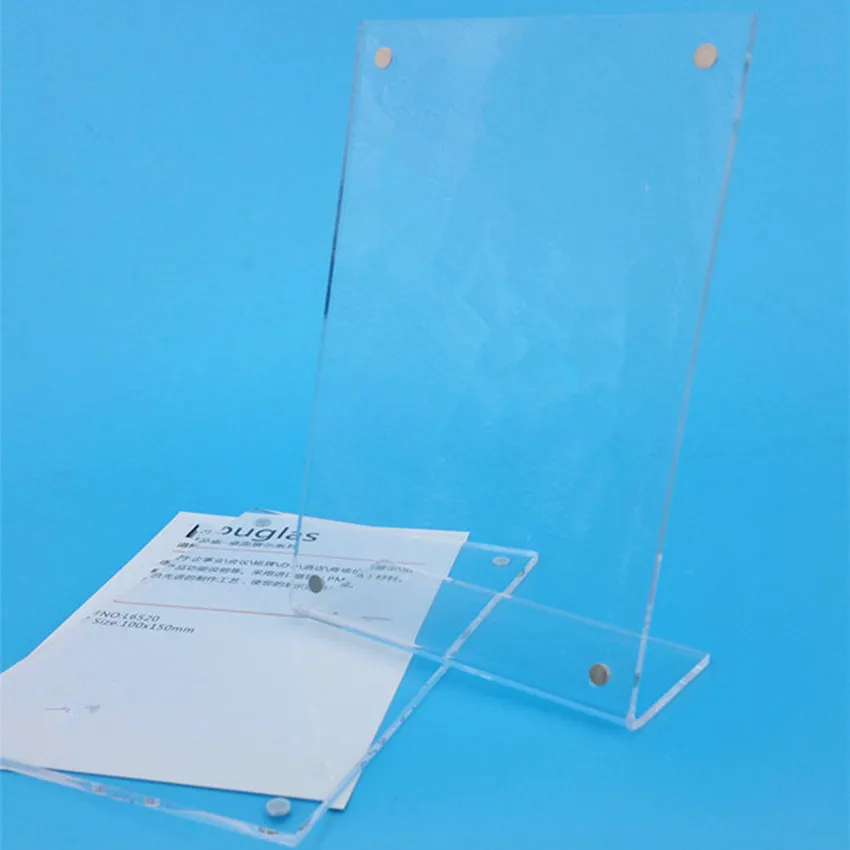 100x150 мм прозрачный акрил дисплей рекламного знака бумажная карта настольная табличка держатель Вертикальный L стенд с магнитом в уголке 200 шт