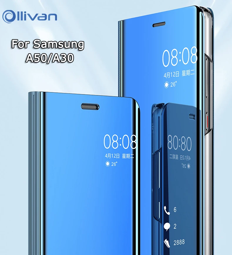 For Samsung Galaxy A50 Case A505F Luxury Flip Mirror Stand Phone Case For Samsung Galaxy A30 A50 S10 Plus S10E M10 M20 M30 Coque