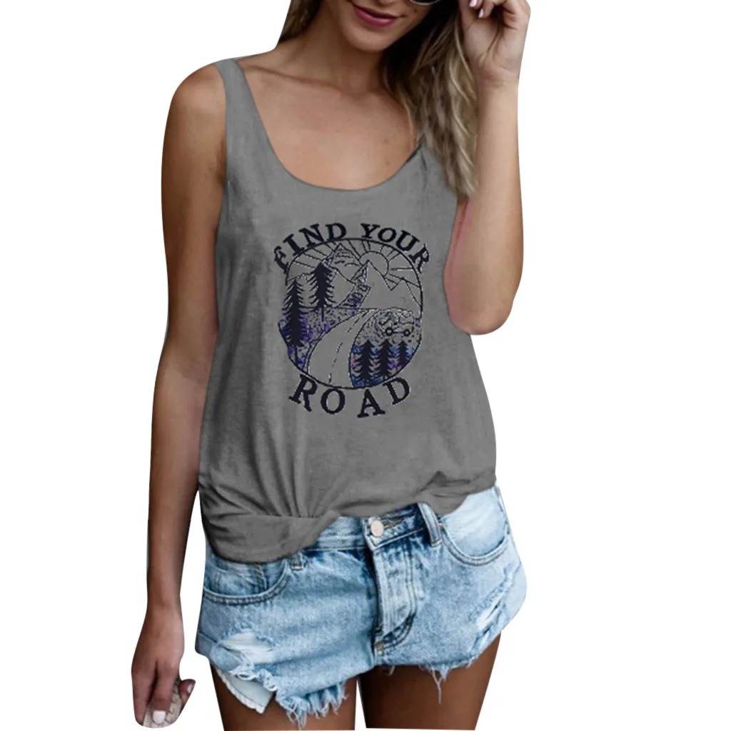 Women Summer Sleeveless Fashion Print Tank Casual O-Neck Ladies Tops Tee Vest Loose #426 | Женская одежда