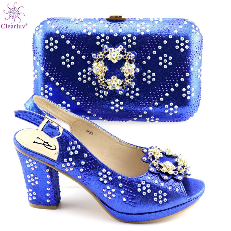 

Summer Italian Rhinestone Woman Shoes And Bag Set Fashion Africa Spike Heels Shoes And Matching Bag Set For Party