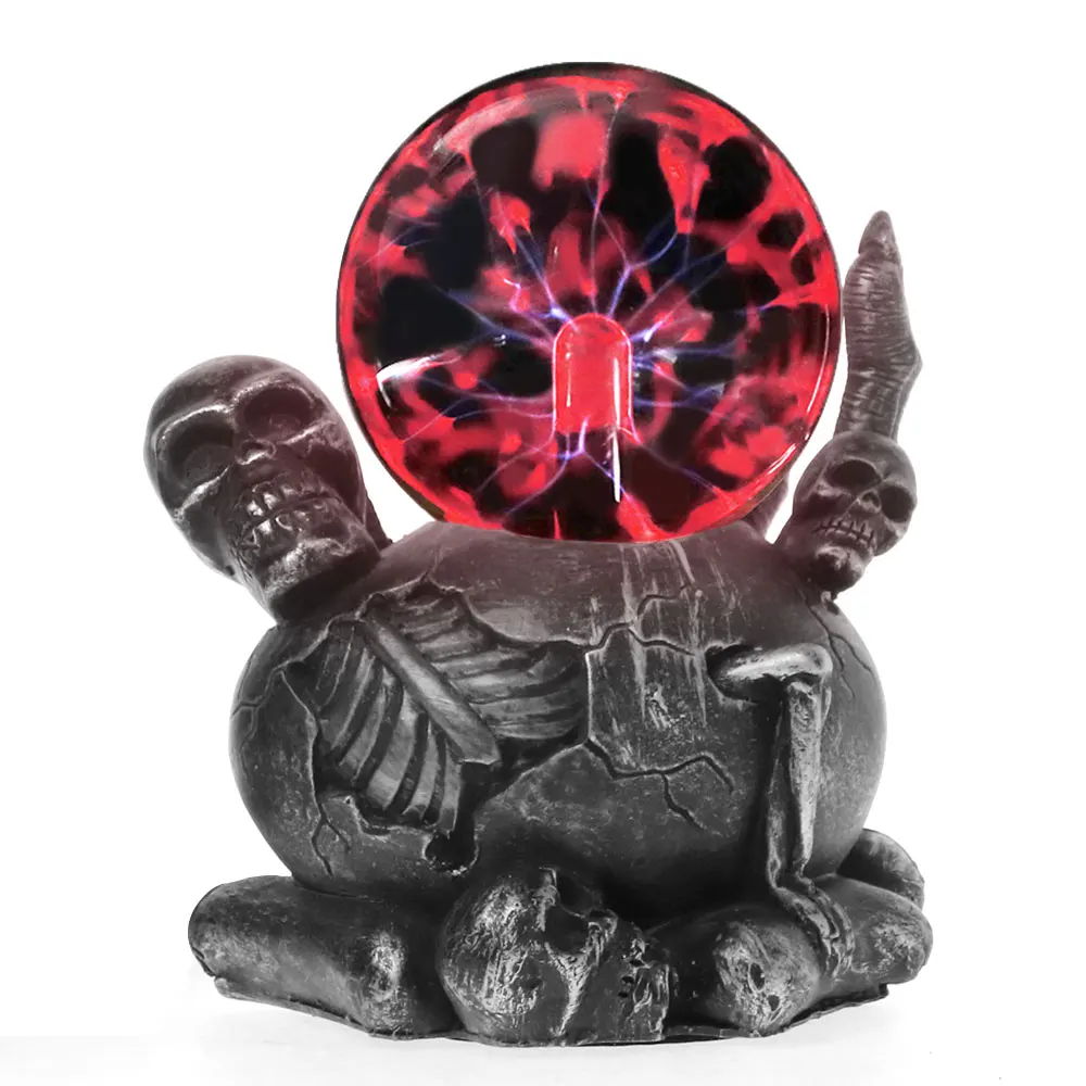 Gothic Black Claw Holding Skull Plasma Ball Figruine Statue Interactive Touch Responsive Desktop Decor Tesla Coil Lightning | Дом и сад