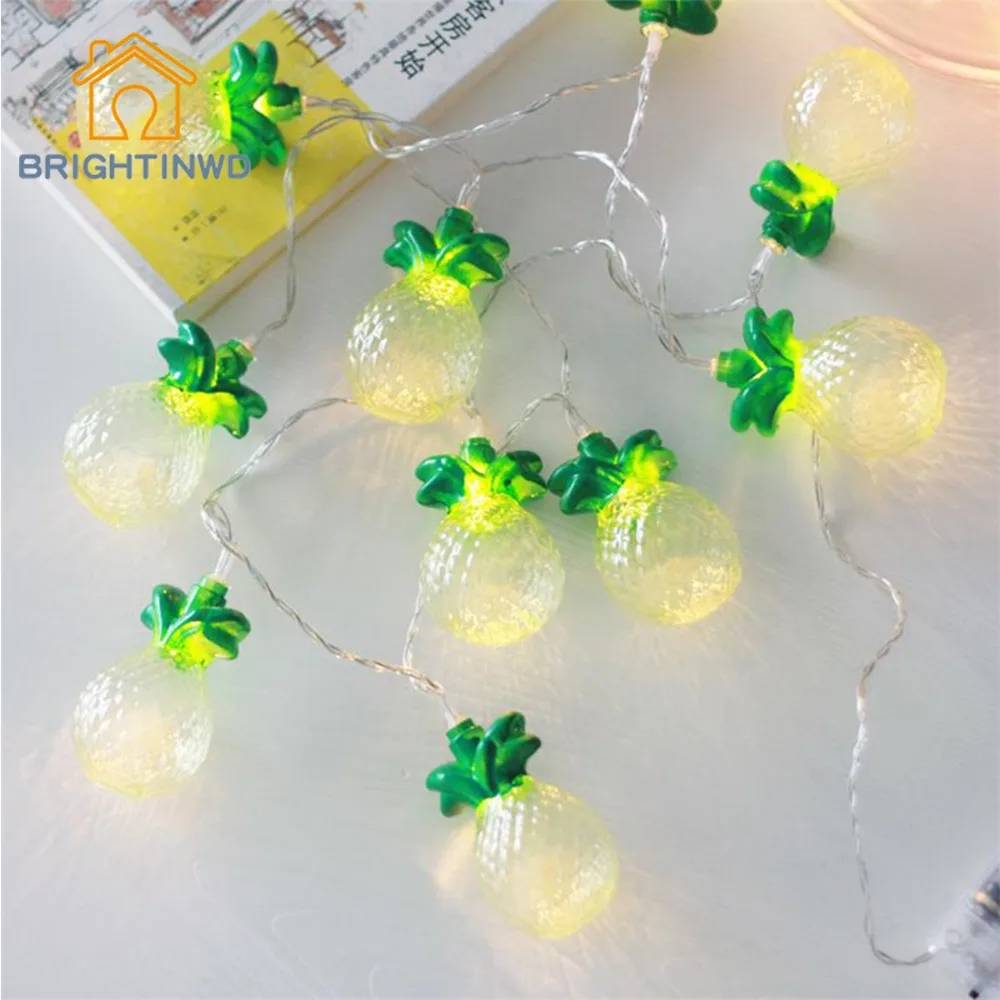 10 Pineapple Holiday String Lights Fairy LED Tropical Fruit Light Patio