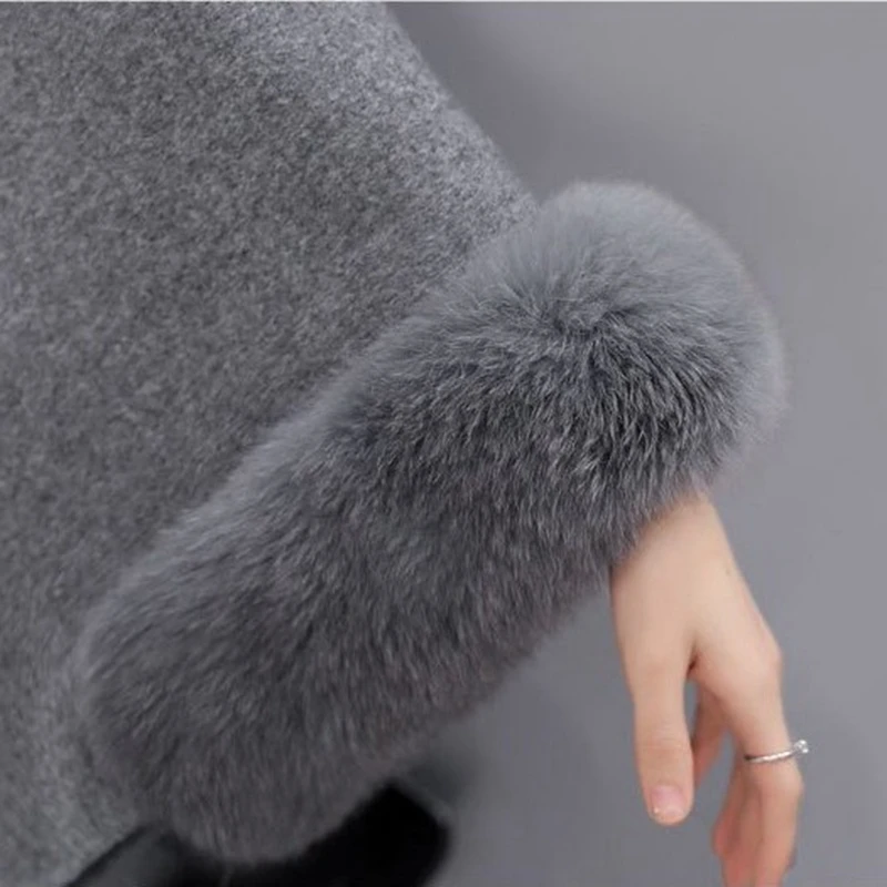 Осенне зимнее Новое Женское пальто с воротником из искусственного лисьего меха