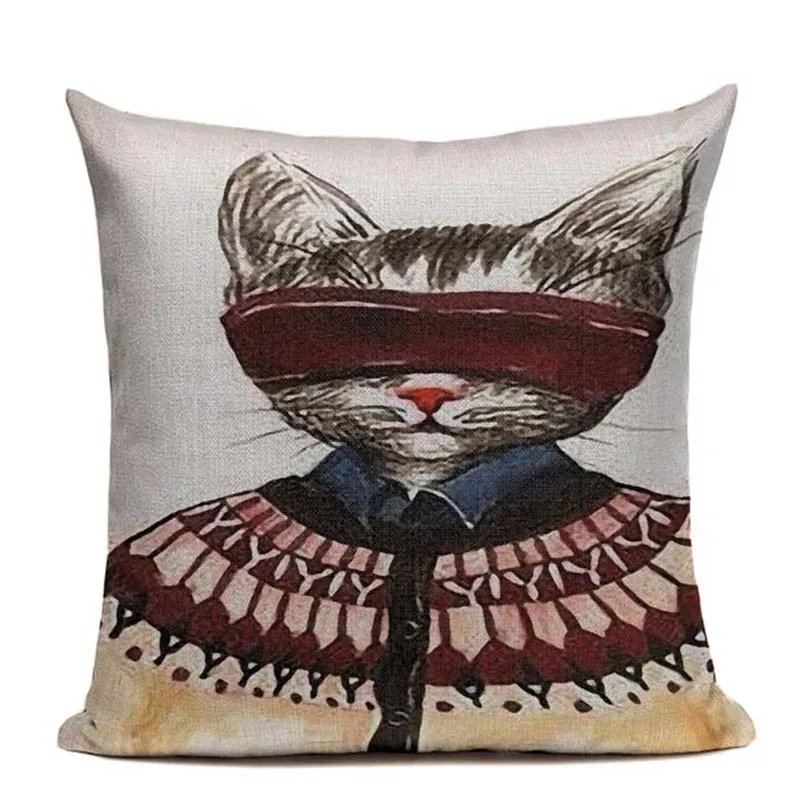 Мультяшная серия наволочка с изображением кота, Высококачественная льняная наволочка для дивана с животными, домашний декор, наволочка для подушки - Цвет: 312