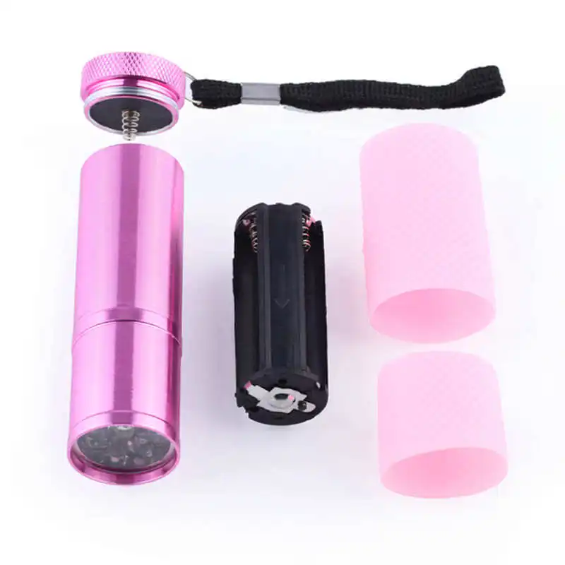 Mini Aluminum UV Ultra Violet 9 LED Flashlight AAA Torch Light Lamp powerful led flashlight fanatic #4S18 (6)