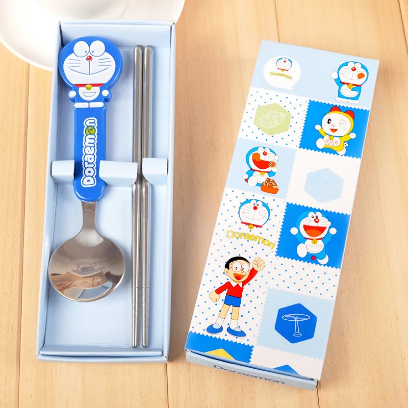 1set Gift Boxes of Doraemon Cat Spoon Chopsticks Tableware Set Wedding In Return Gifts Small Party Supplies 2143WG | Дом и сад