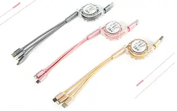 

Wholesale 3 in 1 Multi-purpose telescopic data line TYPE-C mobile phone charging cable