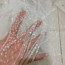 Лидер продаж, блестящая кружевная ткань с блестками, Высококачественная африканская французская пряжа, кружевная ткань для свадебного платья