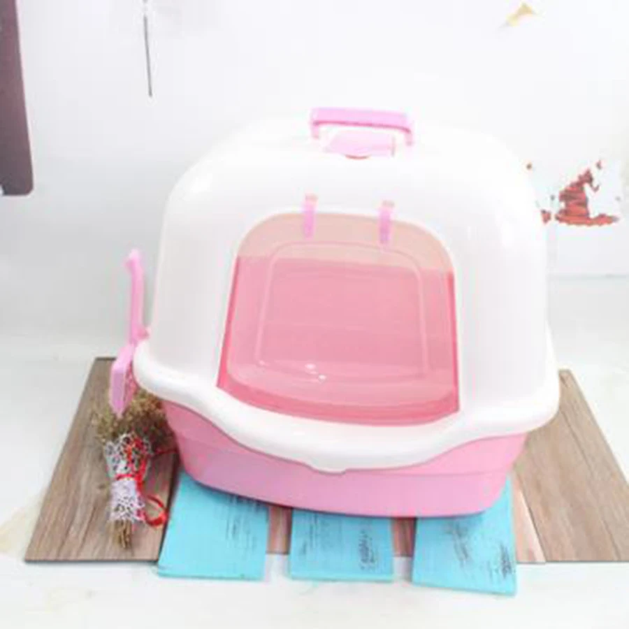 

2019 Indoor Large Puppy Cat Litter Plastic Sandbox Training Kit Semi-Closed Reusable Tray Cat Wc Kattenbak Pet Supplies 6d0058