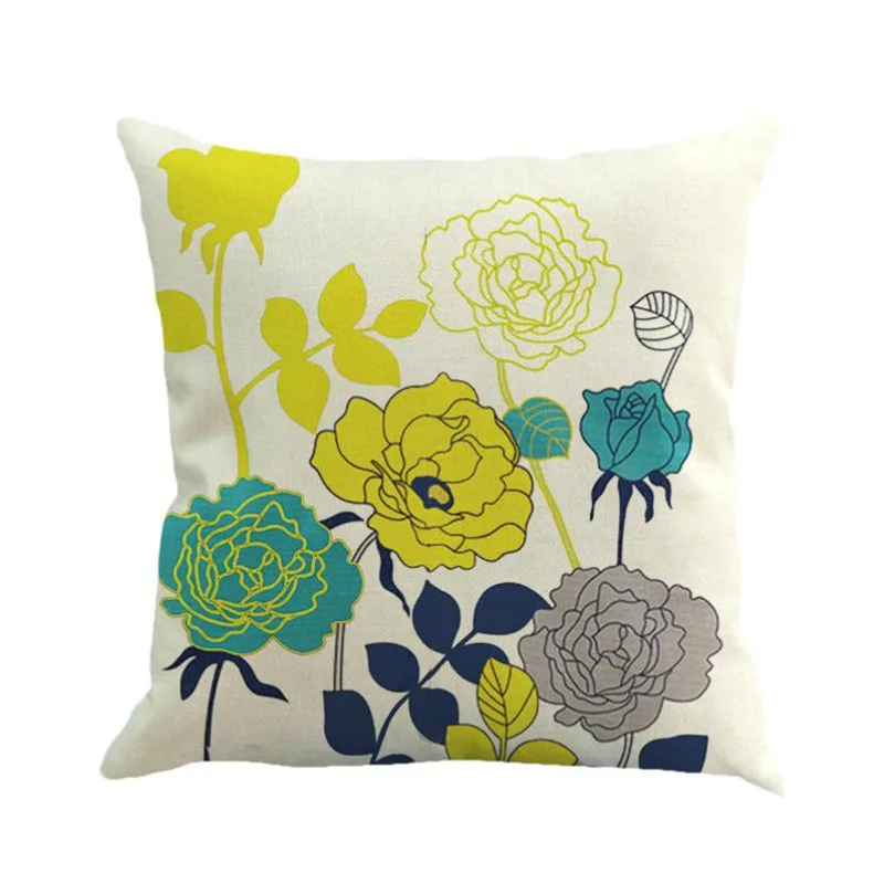 Feather Painting Linen Cushion Cover Throw Pillow Case Sofa Home Decor3