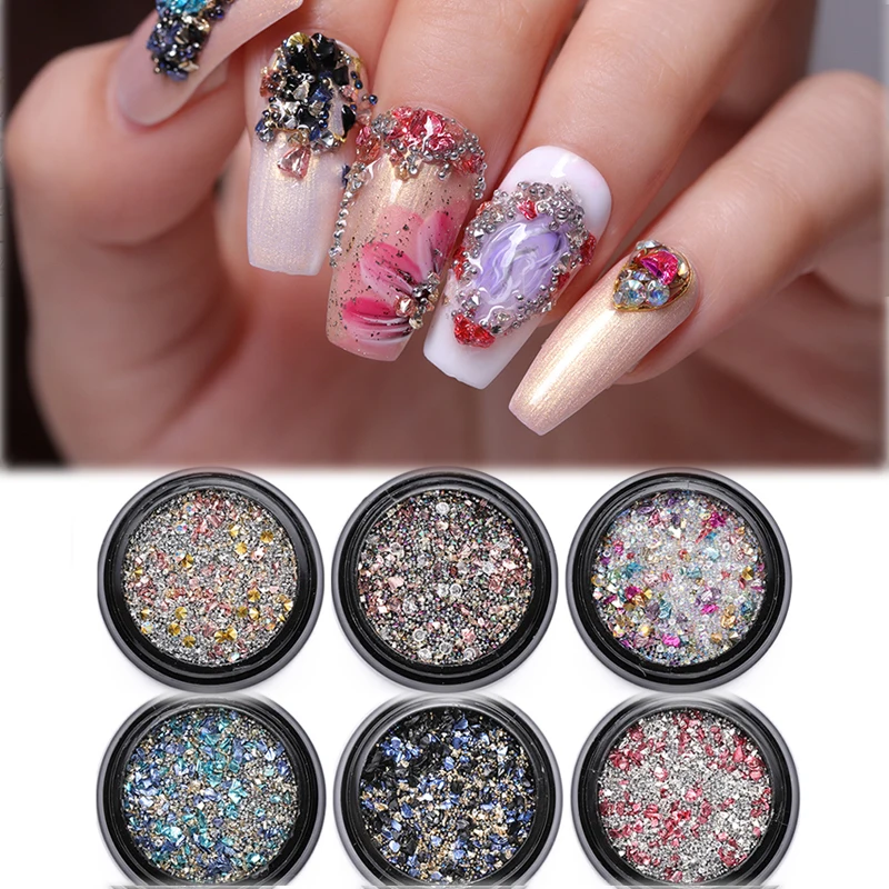 

Nail Rhinestones Multi Size Bling Glass Mini Nails Stones Sharp Bottom Shiny Crystal AB Colorful 3D Nail Art Decorations