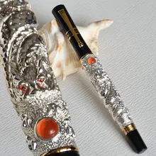 Авторучка Средний 18KGP NIB JINHAO белый летающий дракон играть жемчужный выбивает благородный лучший подарок коллекция