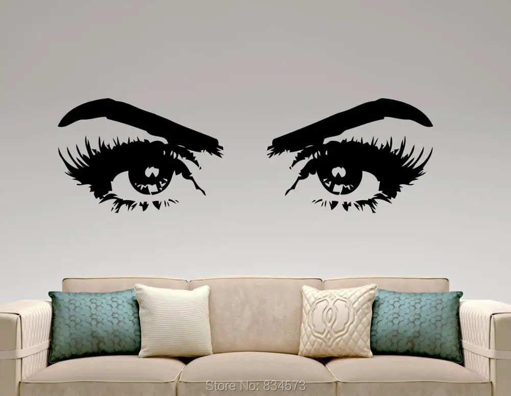mad world woman eyes make up silhouette wall art stickers art home