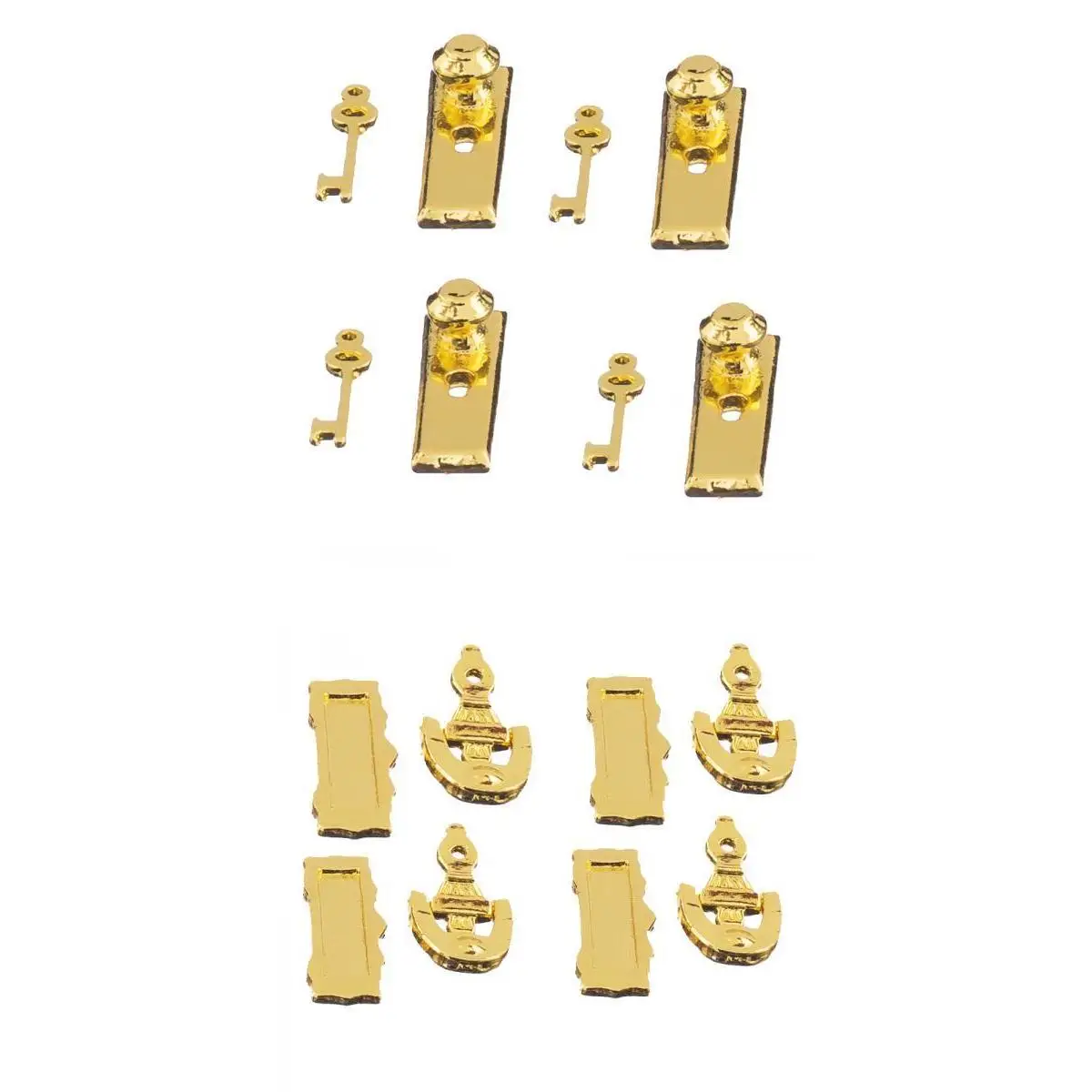 8Pcs/pack Dollhouse Miniature Brass Knocker and Mailbox Letter Slot & Door Lock W.Keys Accessory DIY