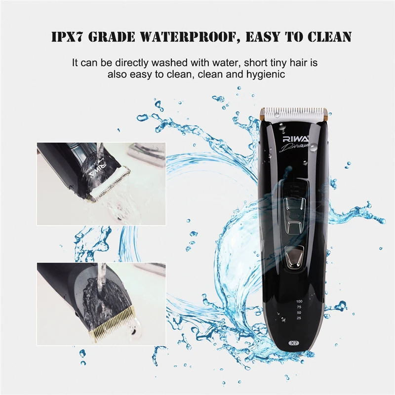 

Low noise titanium ceramic Rechargeable Waterproof Electric Hair Clipper Trimmer cutter Haircut Kit machine with charging cradle