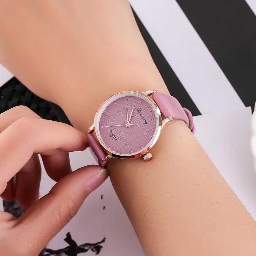 Темпераментные модные простые женские кварцевые часы Аналоговые простые деловые женские наручные часы Прекрасный Сувенир наручные часы# D