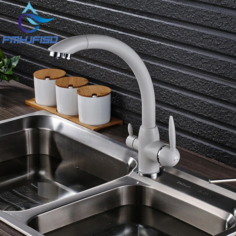 

New Arrival Kitchen Pure Water Mixer Faucet Deck Mounted Dual Handles Hot Cold Water Taps