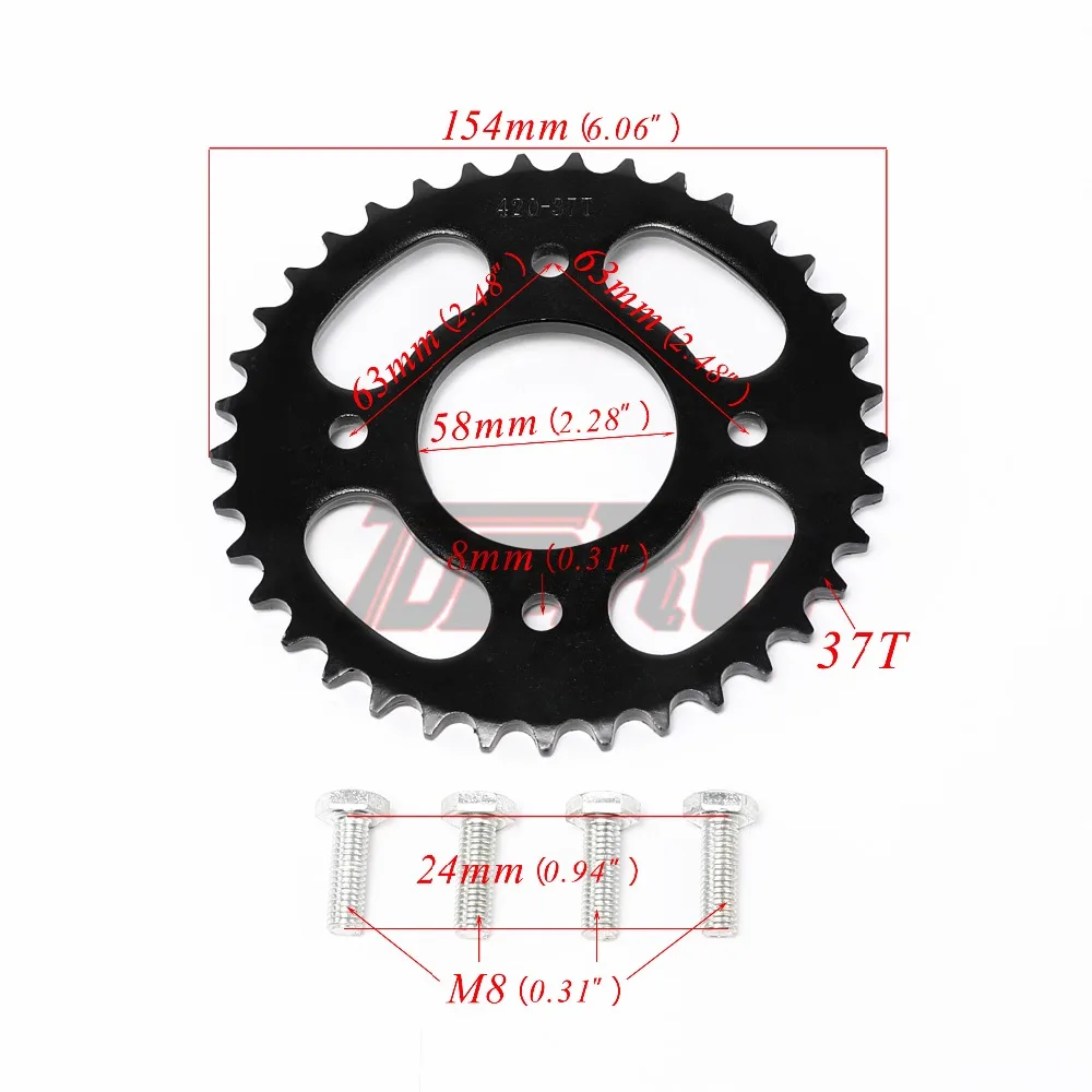 TDPRO 37 T/41 Т/46 T/56 T мотоциклетные цепи и звездочки Задняя звездочка Cog для 420/428/520 цепи 110cc 125cc 140cc Dirt Pit Bike