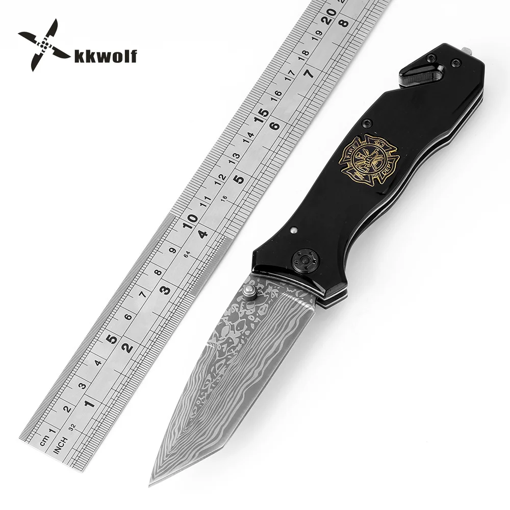 Buy High Quality Folding Knife Laser Damascus Pattern